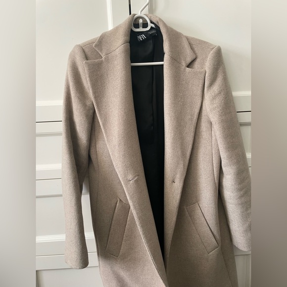 Zara Beige Wool Trench Coat - Picture 1 of 2